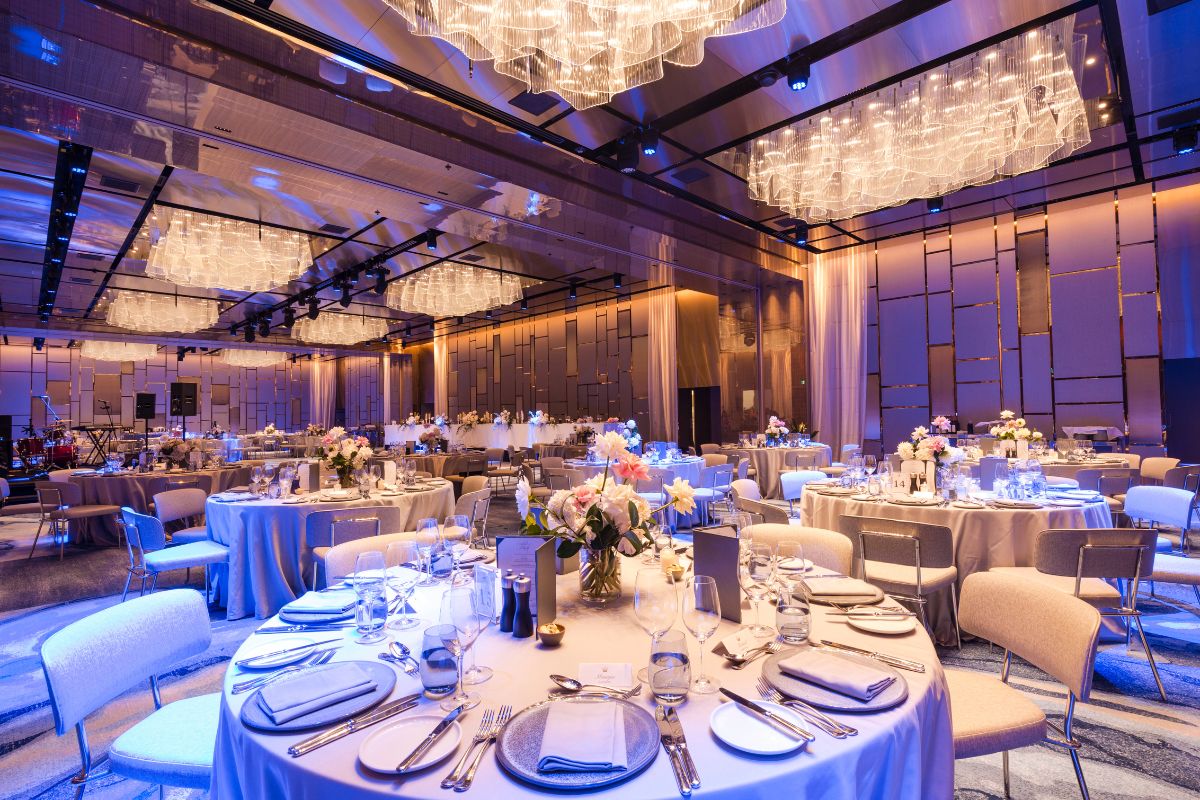 Pearl Ballroom at Crown Sydney set in banquet configuration